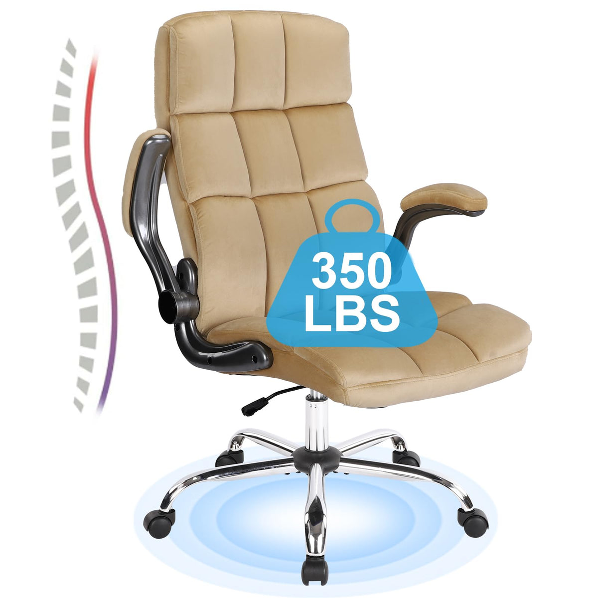 Kcream Home Office Chair Executive Chair Fabric Computer Desk Chair, High Back Adjustable Tilt Angle And Flip-Up Arms And Thick