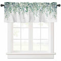 Sage Green Eucalyptus Curtain Valance For Windows Rod Pocket Valance Window Treatments 1 Panel Watercolor Leaves Short Curtains