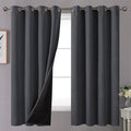 Youngstex Dark Grey Insulated Blackout Curtains 63 Inch Length, Grommet Full Room Darkening Thermal Window Drapes For Bedroom Wi