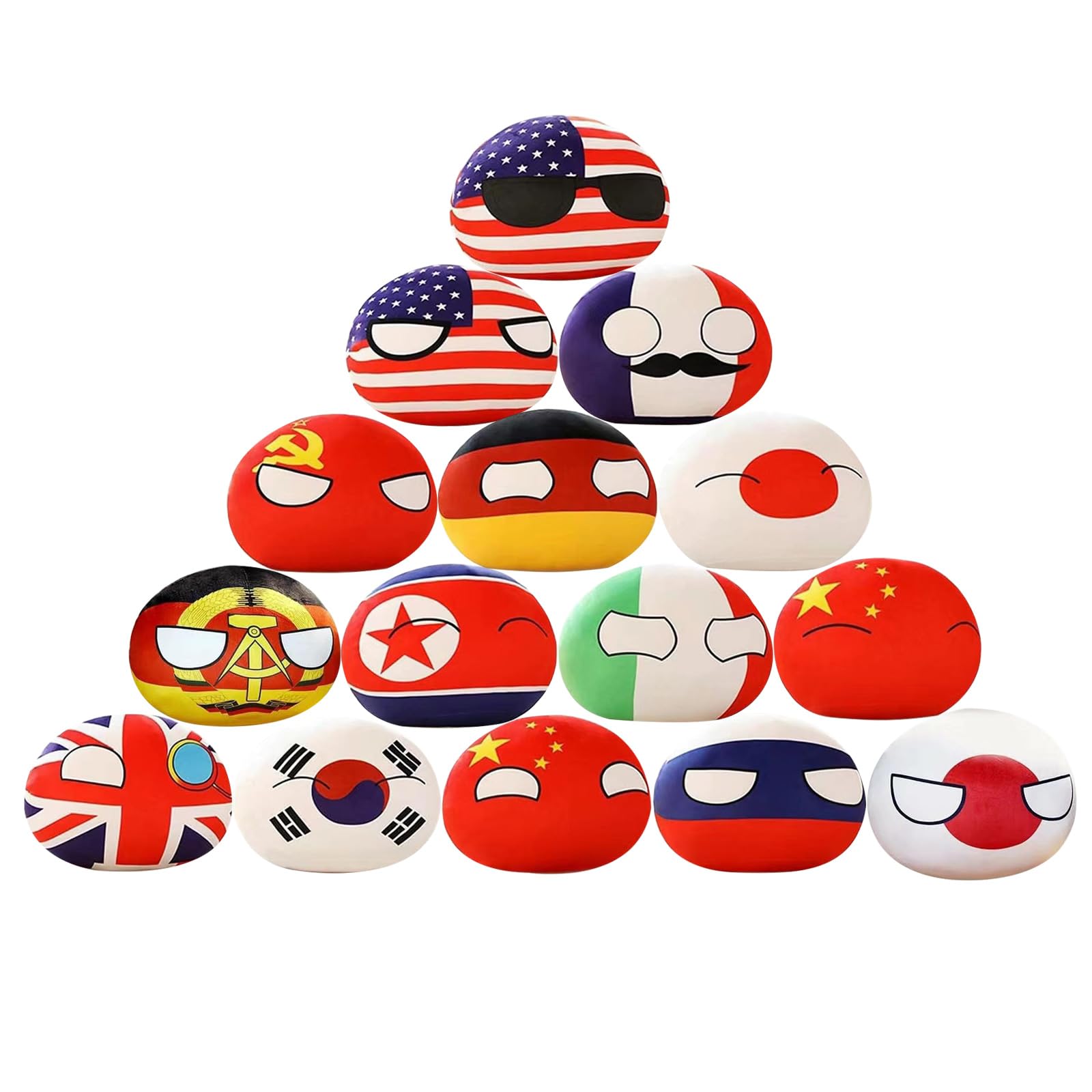 Saxtzds 15 Pcs Country Plushies Pillow Cartoon Poland Ball Doll /Children Adult Gift Plush Pendant And 10Cm(4In)