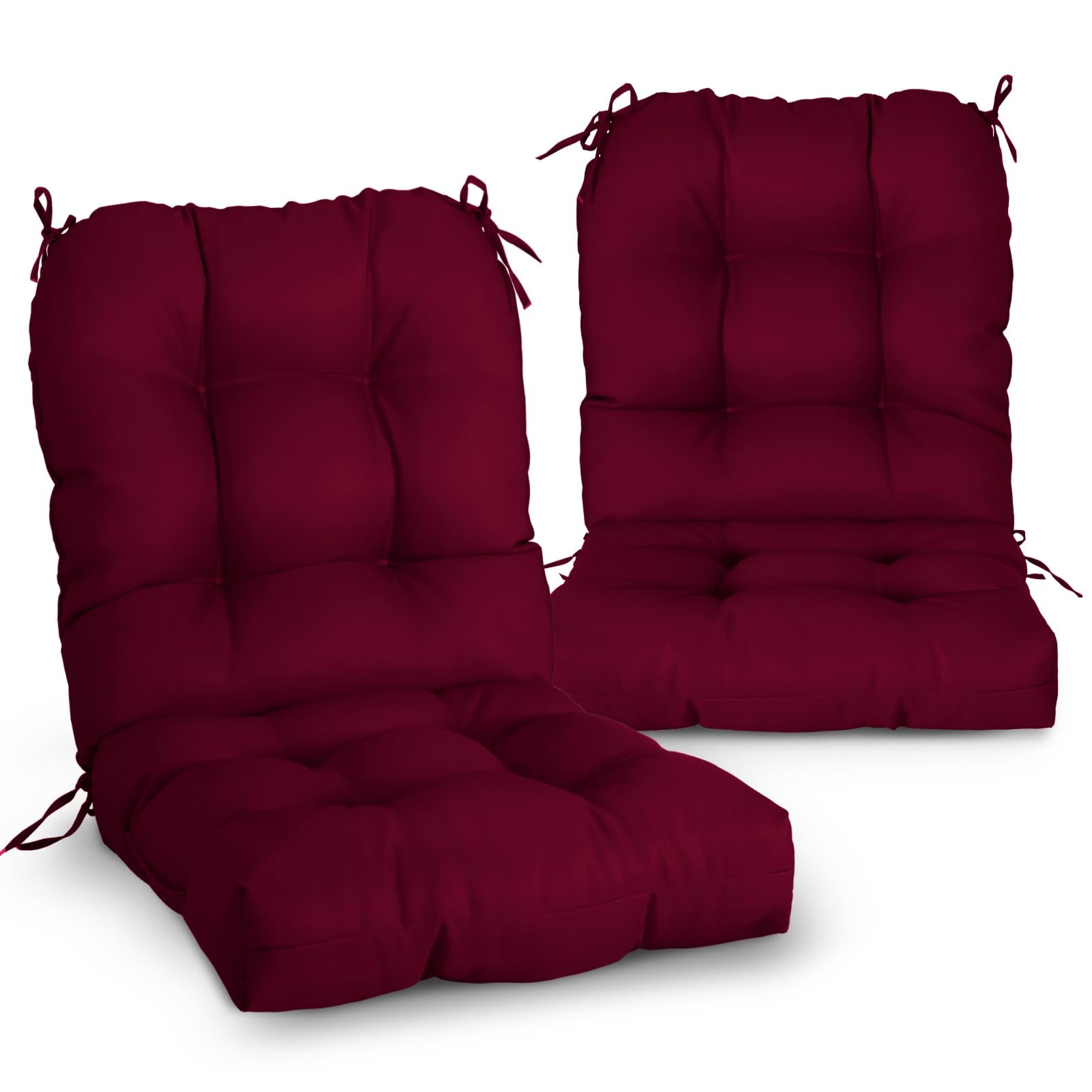Eagle Peak Tufted Outdoor/Indoor Seat/Back Chair Cushions, Set Of 2, 42' X 21', Red Purple