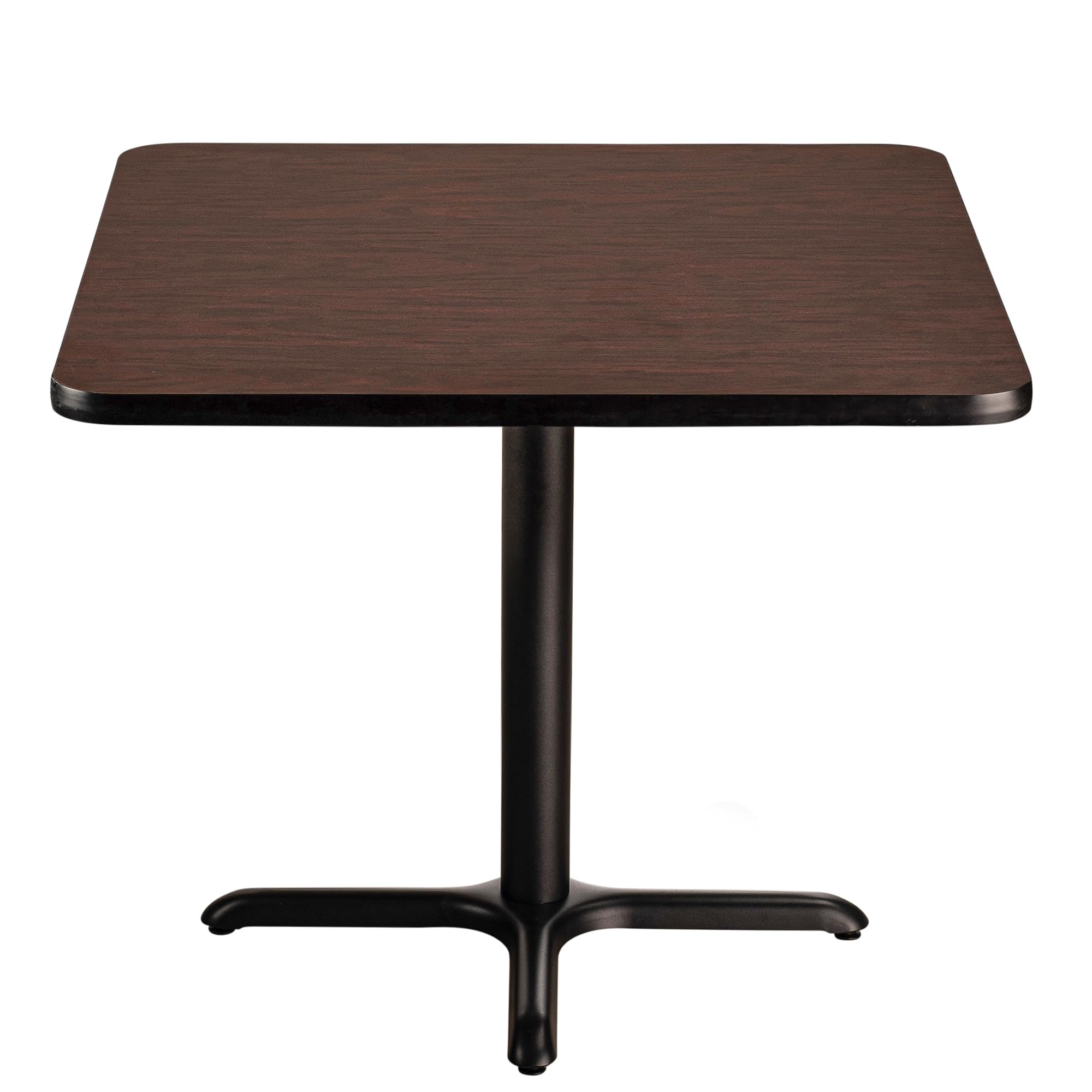 National Public Seating Nps 36&Quot; Square Cafe Table With X Base, 30&Quot; Height, Particleboard Core/T-Mold, Mahogany Top, Black Frame