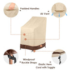 Vailge Stackable Patio Chair Cover,100% Waterproof Outdoor Chair Cover, Heavy Duty Lawn Patio Furniture Covers,Fits For 4-6 Stackable Dining Chairs,36'Lx28'Wx47'H,Beige&Brown