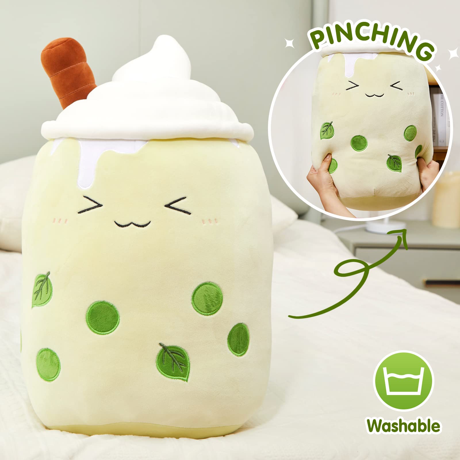 Athoinsu Green Matcha Milky Tea Plush Pillow 20' Giant Kawaii Stuffed Bubble Animal Toy Birthday Christmas Holiday Valentines G