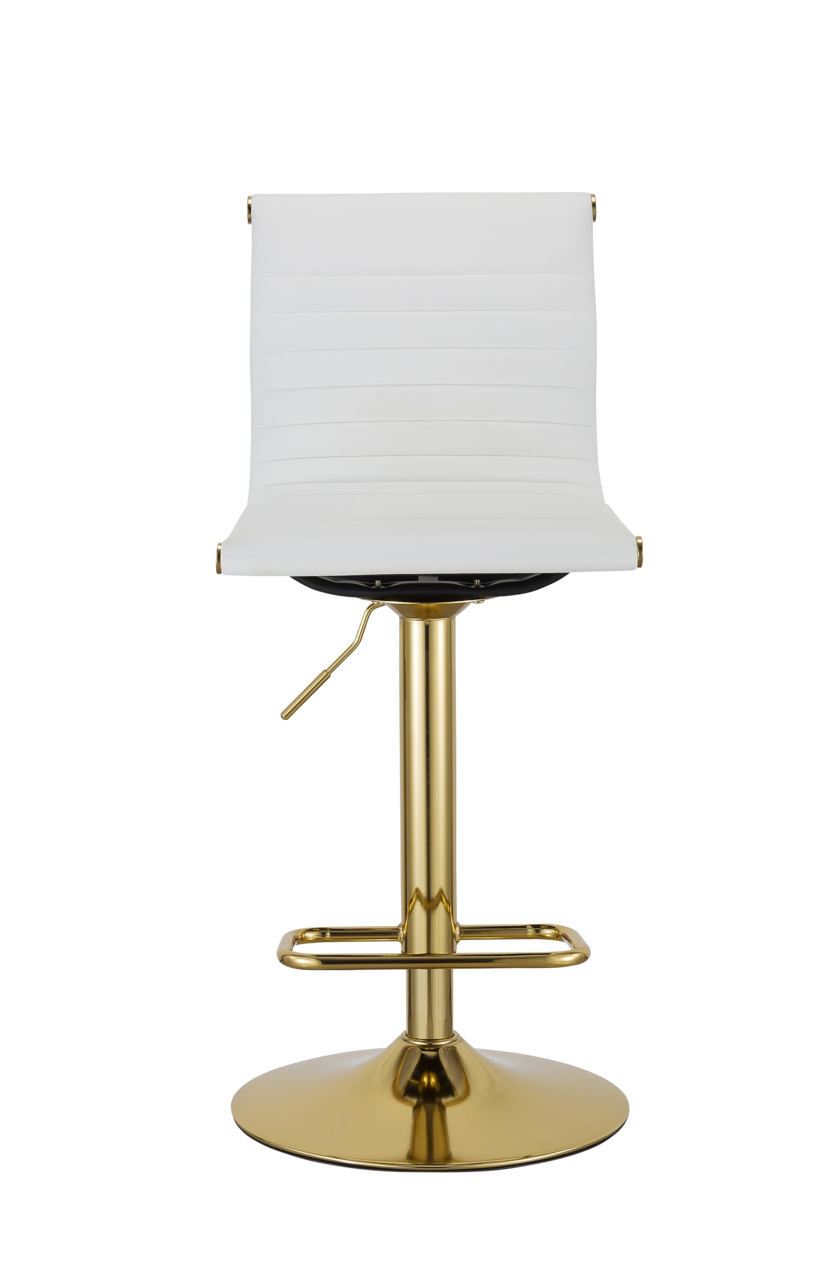 Neos Modern Furniture Adjustable (37 - 45.5) White PU Bar Stool with Gold Leg, Set of 2