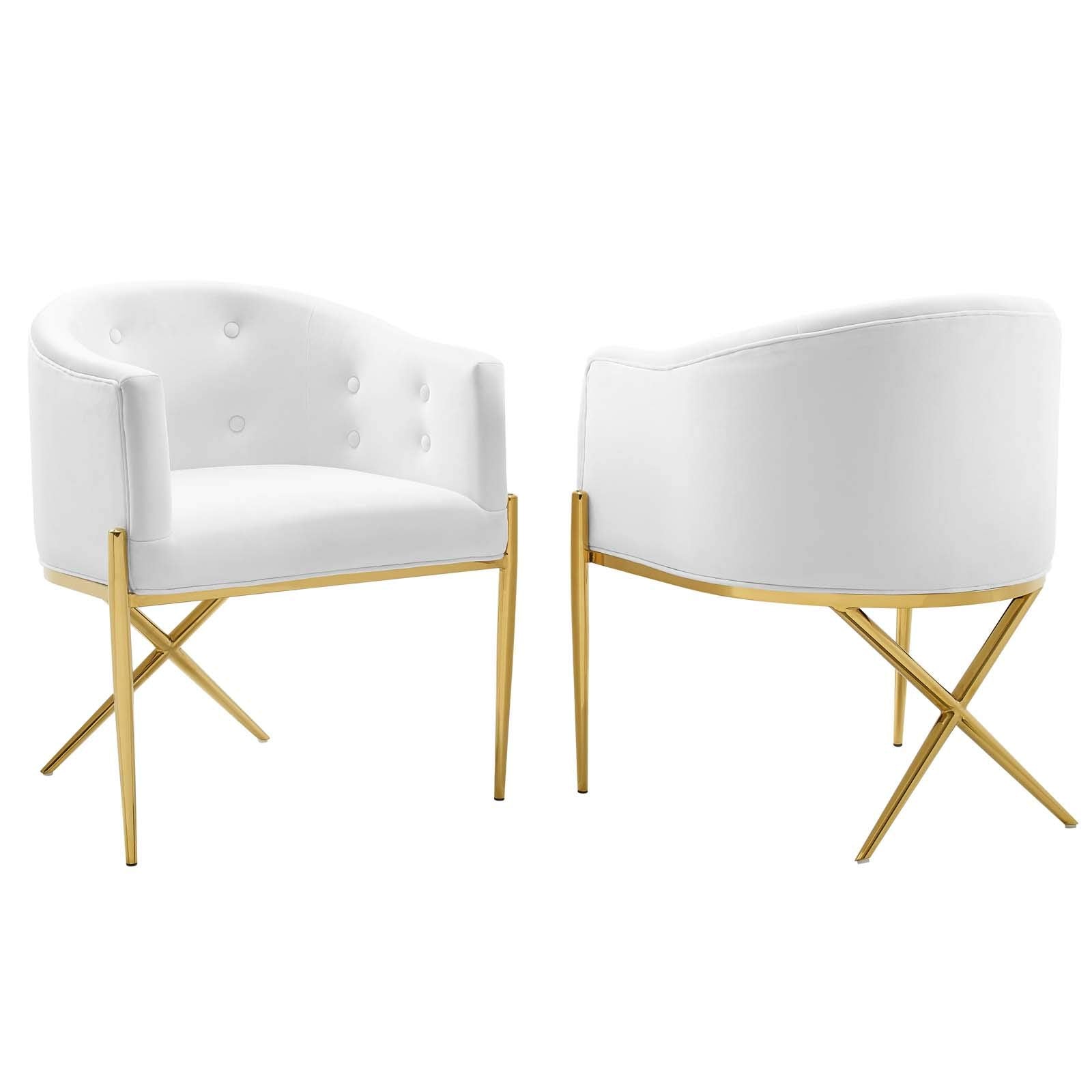 Modway Eei-5042-Whi Savour Accent Dining Armchair Performance Velvet Set Of 2, White