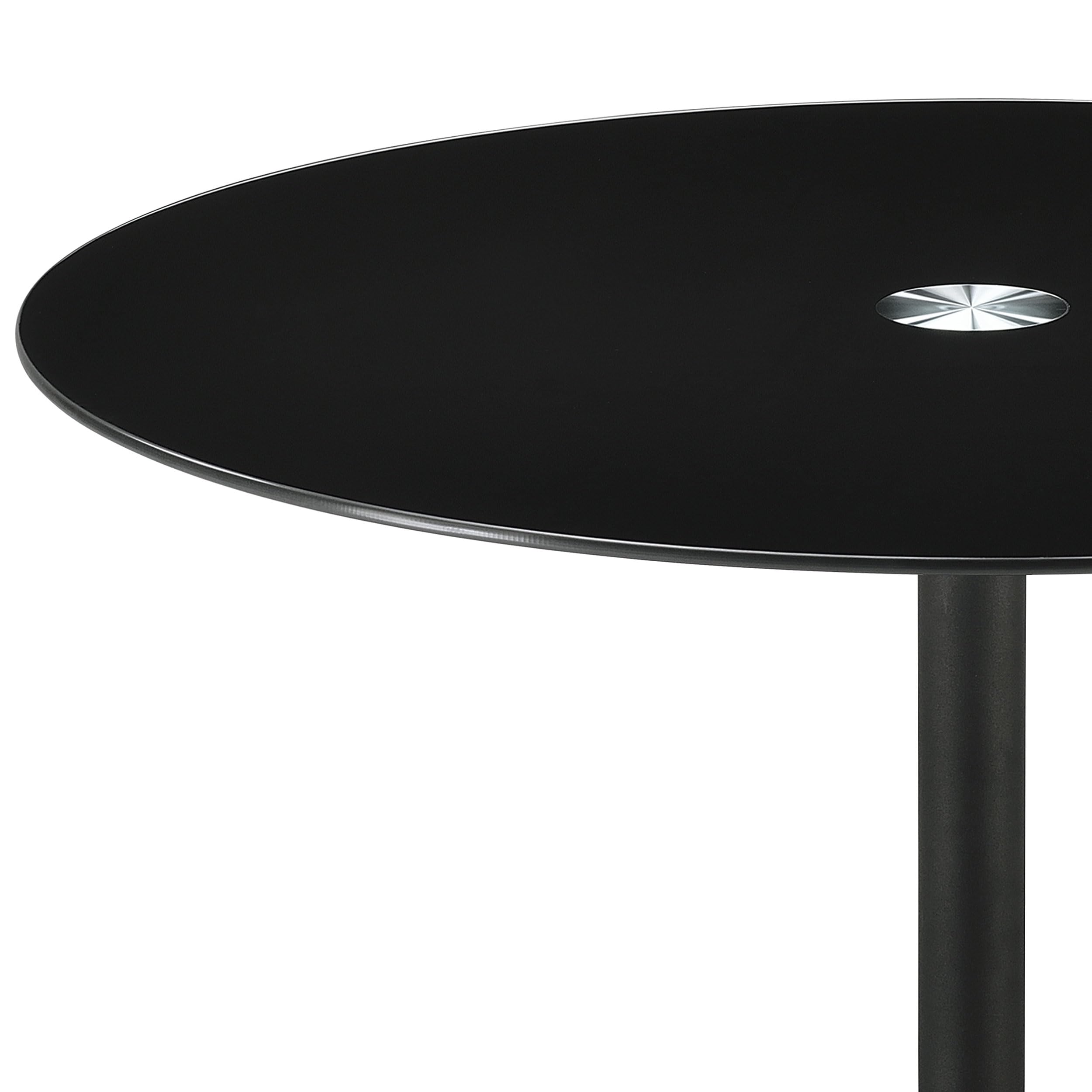 Coaster Home Furnishings Ganso Round Metal End Table with Tempered Glass Top Black