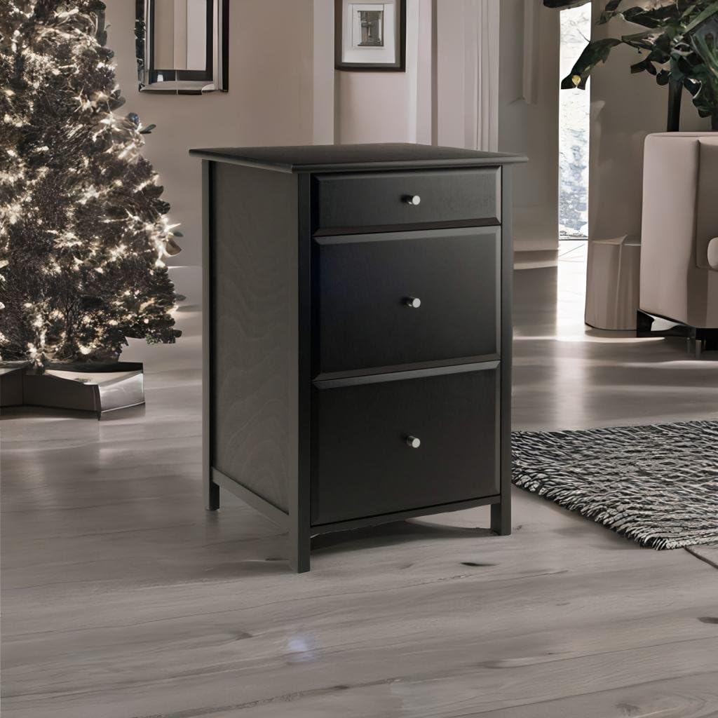 Ergode Wood Delta Home Office File Cabinet - Sleek Black Finish, Ample Storage for Files & Essentials, Legal & Letter Size, Easy Assembly - 20.87' W x 20.24' D x 30.71' H