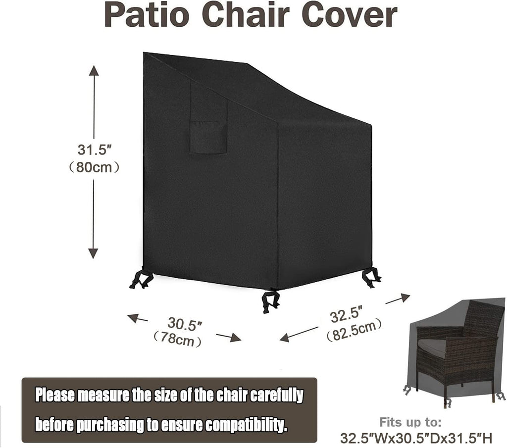 Siruiton Patio Furniture Cover Set ,Fit For 4 Pieces Patio Outdoor Rattan, Wicker Chair Conversation Furniture Sets,600D Heavy Duty Durable And Water Resistant Fabric (Black)