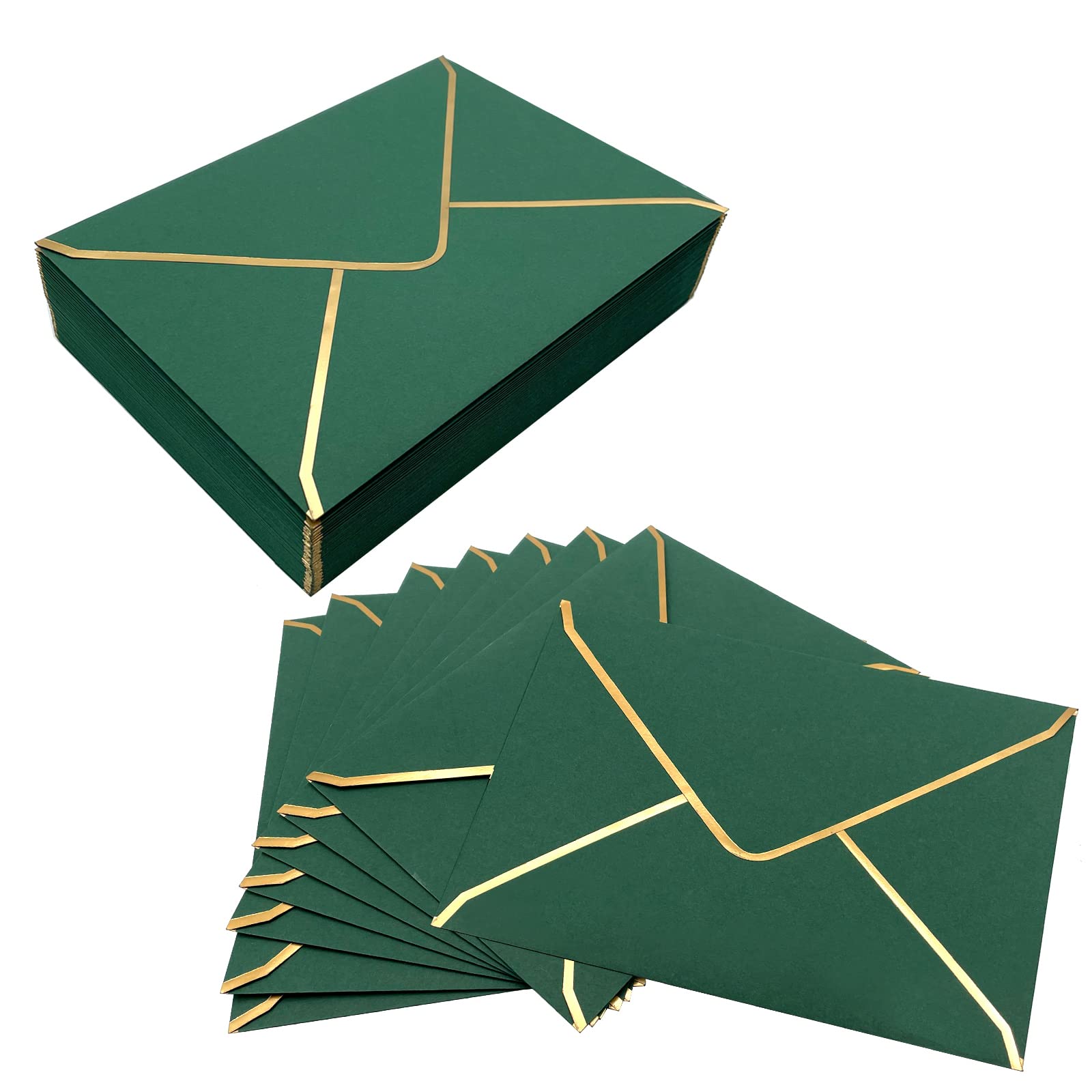 50 Pcs Invitation Envelopes, 5X7 Envelopes For Invitations Green Envelopes For 5X7 Cards A7 Luxury Envelopes Mailing Envelopes F