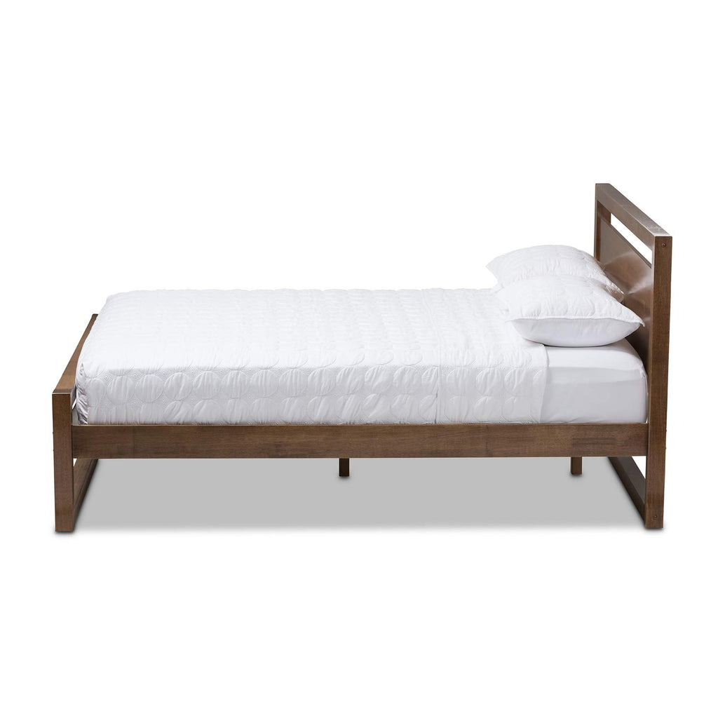 Baxton Studio Torino King Platform Bed in Walnut Wood – Stylish Modern Design for Your Bedroom