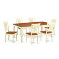 East West Furniture QUPL7-WHI-W 7 Piece Kitchen Table & Chairs Set Consist of a Rectangle Dining Room Table with Butterfly Leaf and 6 Solid Wood Seat Chairs, 40x78 Inch, Buttermilk & Cherry