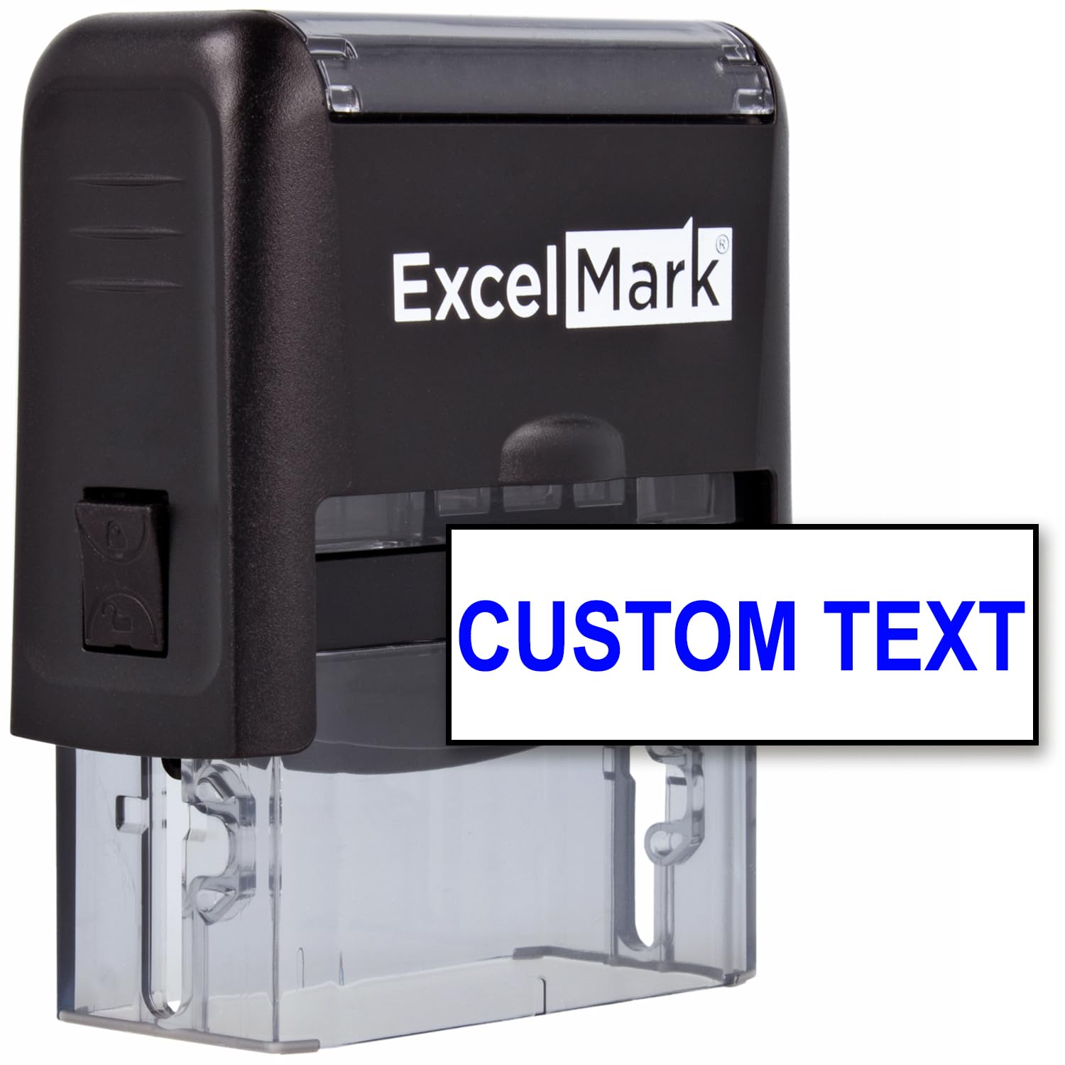 One Line Custom Rubber Stamp - Self-Inking Custom Stamp, 11 Colors Available - Clear Base & Refillable Ink Pad - Personalized St