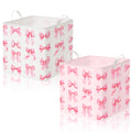 Geelin 2 Pack Pink Bow Laundry Basket, Foldable Waterproof, 12.6 Inch