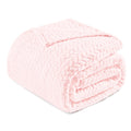 Exclusivo Mezcla Light Pink Fleece Twin Size Blanket For Bed, 90X66 Inches Soft Cozy 3D Decorative Jacquard Flannel Blankets, Li
