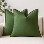 Miulee Pack Of 2 Moss Green Pillow Covers 24X24 Inch Decorative Couch Throw Pillow Covers Spring Linen Cushion Covers Set Modern Farmhouse Home Decor For Sofa Living Room Bed