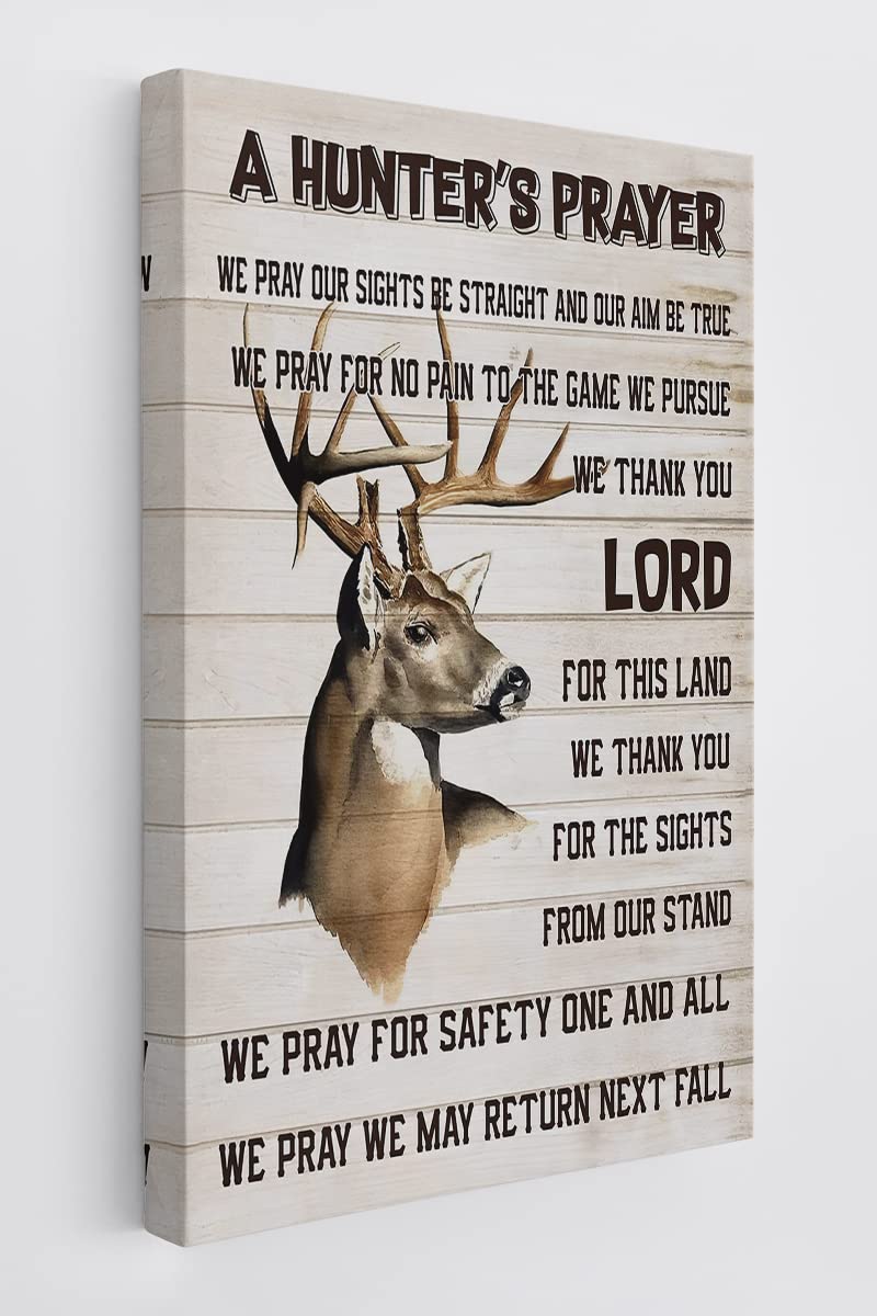 BXFAHZJ A Hunters Prayer Deer Wall Art Canvas Inspirational Quotes Farmhouse Vintage Hunting Themed 11x14 Inch Prints Decor For