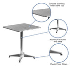 Flash Furniture Mellie 23.5'' Square Aluminum Indoor-Outdoor Table with Base, 23.5"D x 23.5"W x 27.5"H