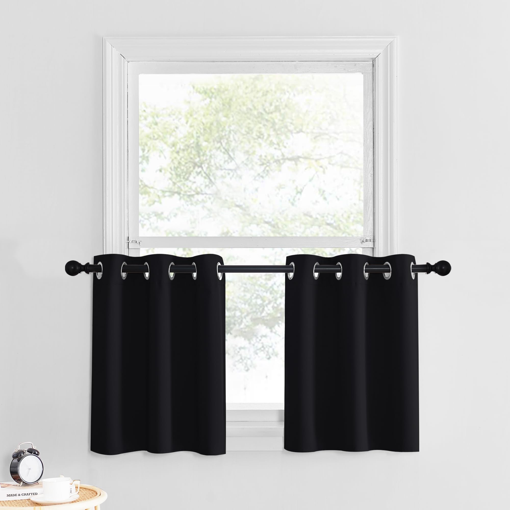 NICETOWN Blackout Valance Curtain for Kitchen, 24 inches Long Curtains for RV Camper Thermal Insulated Grommet Window Tiers Shor