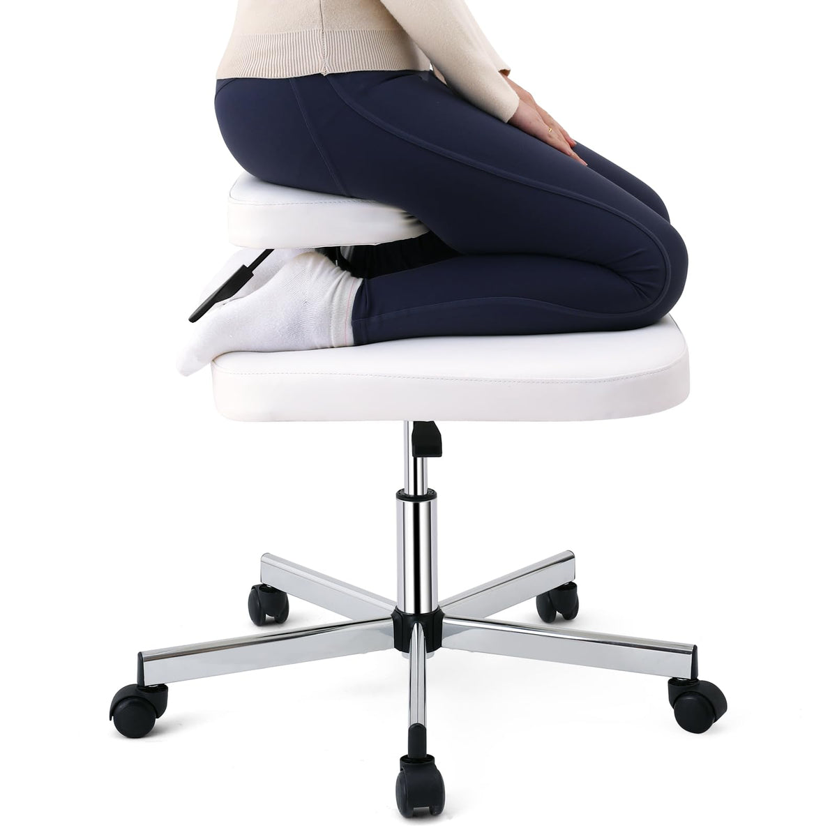 Lhoocx Meditation Chair Ergonomic Cross Legged Chair Adhd Chair With Wheels,Kneeling Chair For Office And Home,Yoga Chair Adhd C