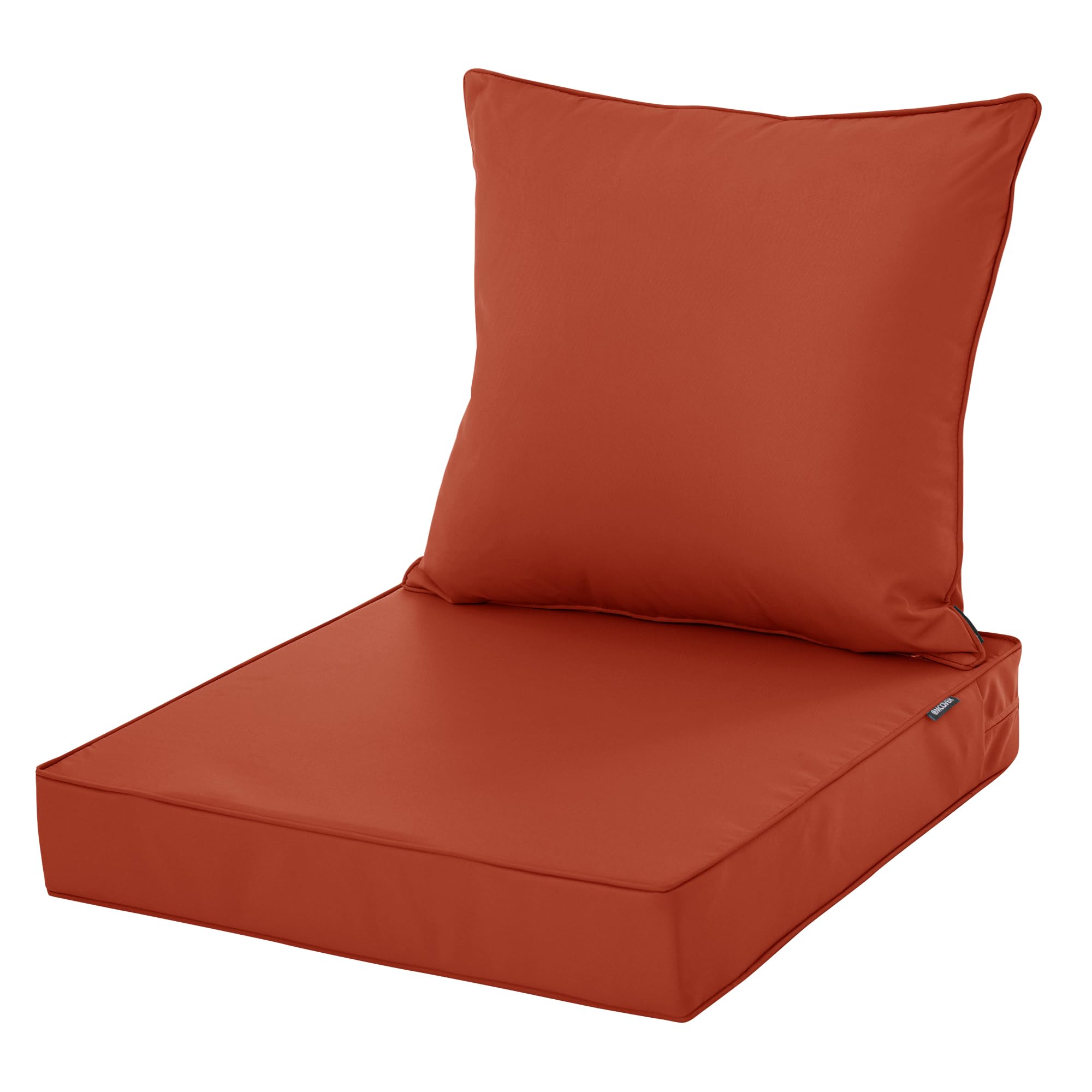 Comcaver Outdoor Chair Cushions, Waterproof Fade Resistant Deep Seat And Backrest Cushion Set For Patio Furniture, Rust, 22X22 I