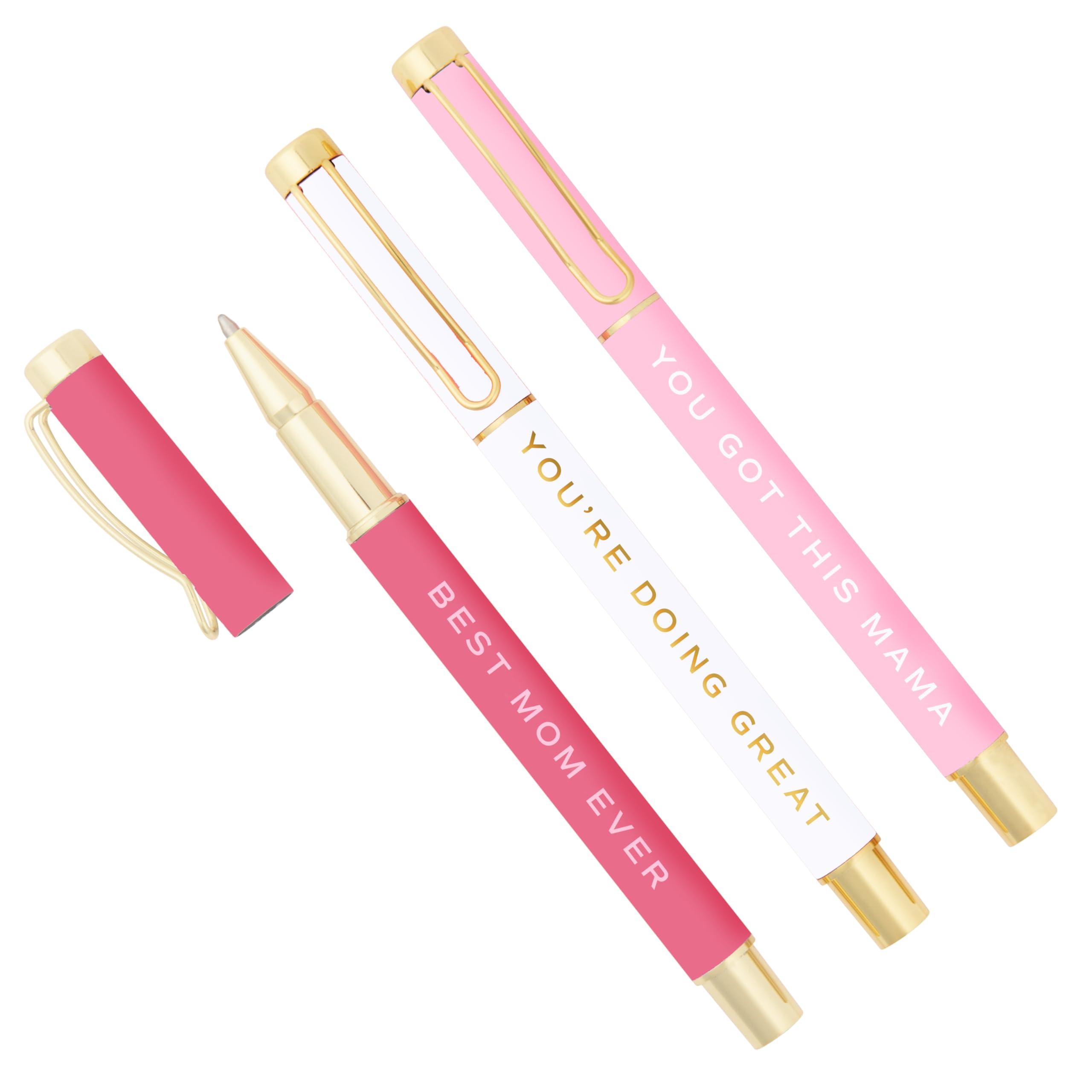 Sweet Water Decor Best Mom Ever Metal Pen Set - Refillable Weighted Pen Sets For Women, Cute Pen Sets For Women - Pink Office Ac