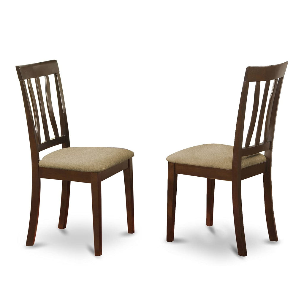 East West Furniture ANC-CAP-W Antique Dining Room Chairs - Slat Back Wooden Seat Chairs, Set of 2, Cappuccino