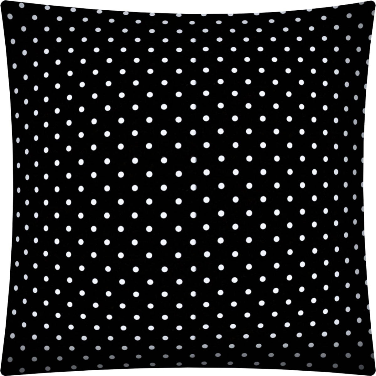 17' X 17' Black and White Zippered Polyester Polka Dots Throw Pillow Cover