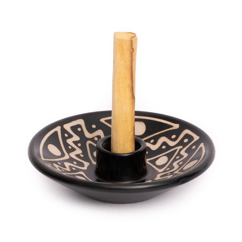 Luna Sundara Authentic Peru Pottery Palo Santo Stick Holder and Incense Holder Includes 5 Palo Santo Sticks Handmade Ceramic Smu