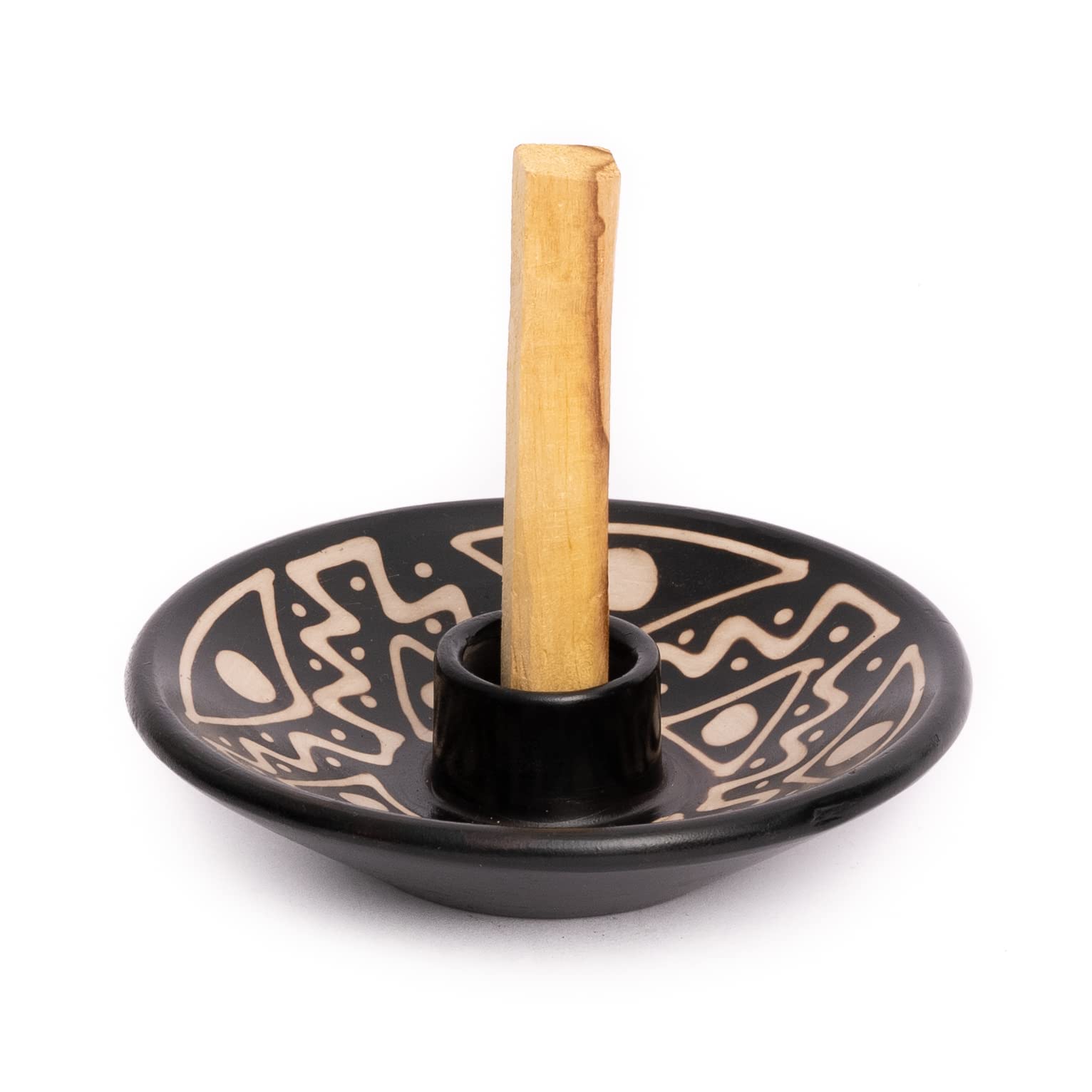Luna Sundara Authentic Peru Pottery Palo Santo Stick Holder and Incense Holder Includes 5 Palo Santo Sticks Handmade Ceramic Smu