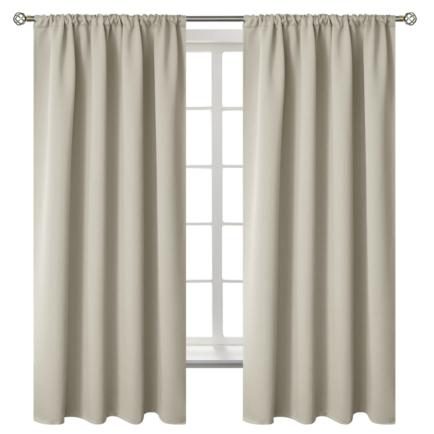 Bgment Rod Pocket Blackout Curtains For Bedroom - Thermal Insulated Room Darkening Curtain For Living Room, Light Camel, 42 X 63