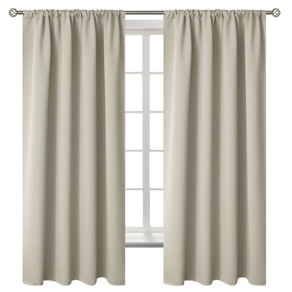 Bgment Rod Pocket Blackout Curtains For Bedroom - Thermal Insulated Room Darkening Curtain For Living Room, Light Camel, 52 X 63 Inch, 2 Panels