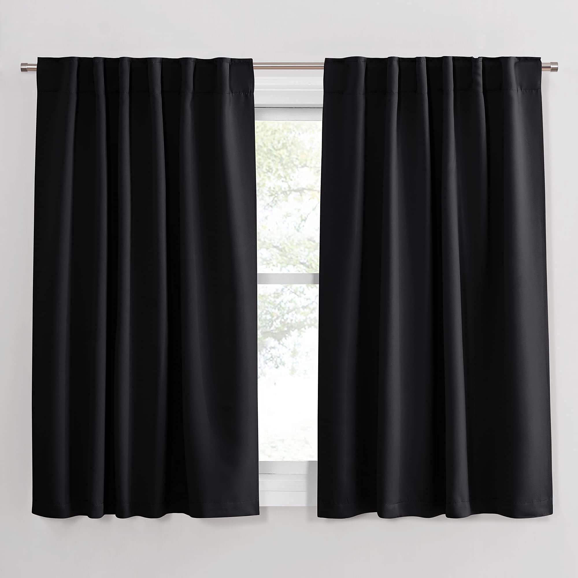 PONY DANCE Blackout Window Curtains - Insulating Against Drafts Drapes Noise Reducing Thermal Insulated Back Tab/Rod Pocket Drap