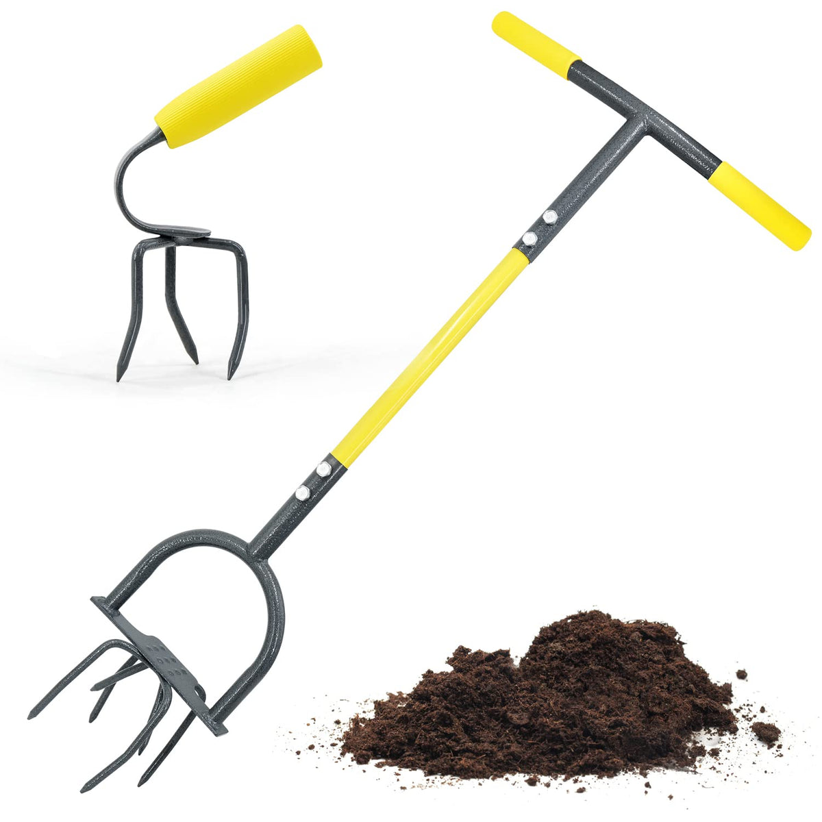 Jardineer Hand Tiller Garden Claw Set, Garden Twist Tiller With Small Soil Tiller, Heavy Duty Manual Tiller For Flower Box And R