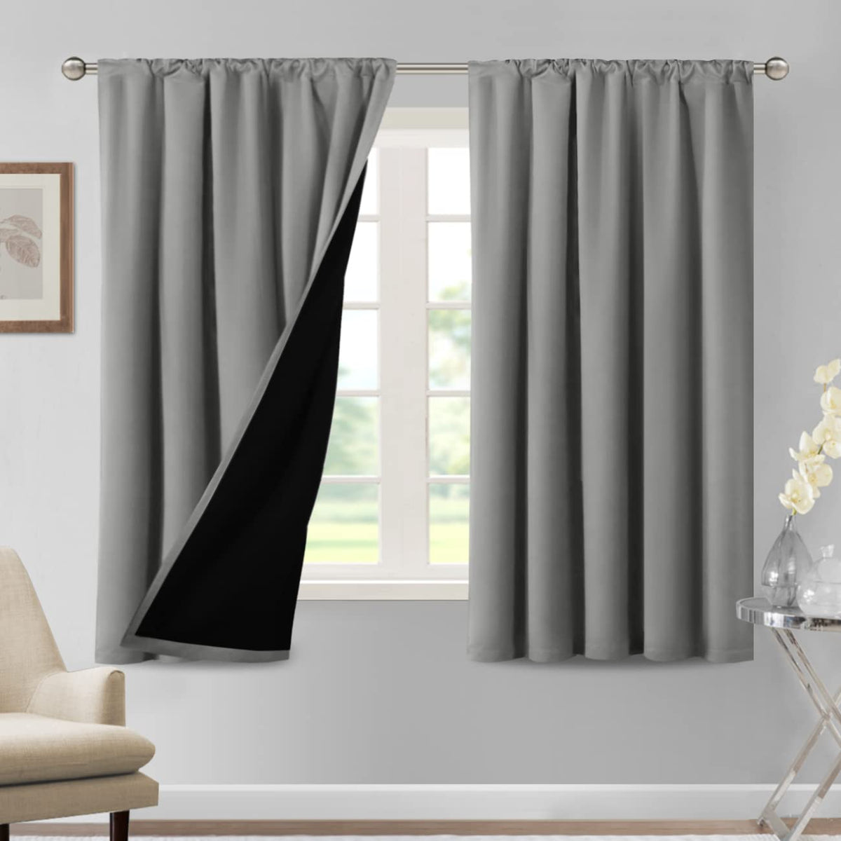 H.Versailtex 100% Blackout Curtains For Bedroom Thermal Insulated Curtains & Drapes Blackout Curtains 63 Inches Long Rod Pocket