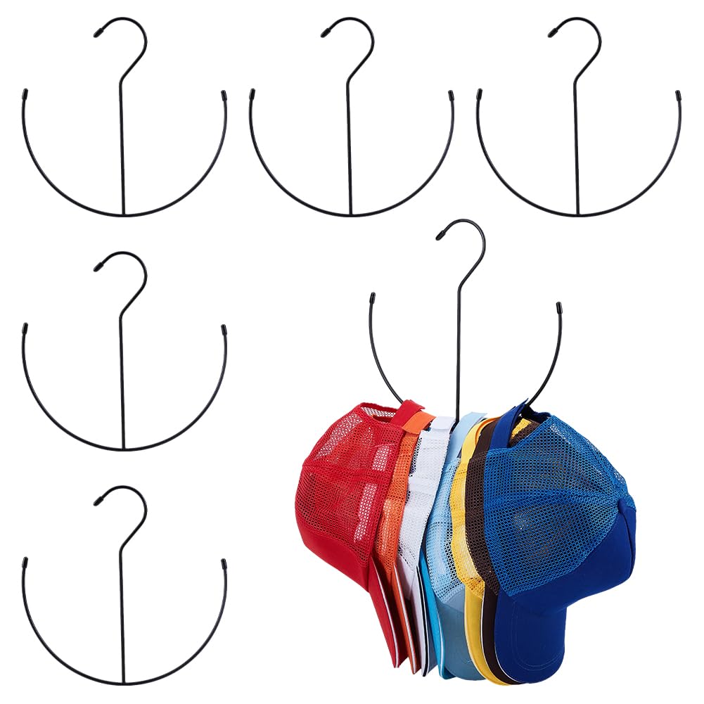 AHANDMAKER 6Pcs Hat Hanger for Closet Cap Organizer for Baseball Caps Metal Hats Organizer Racks Space Saving Hat Hangers Holder
