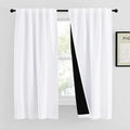 Nicetown 100% Blackout Window Curtain Panels 48 Inches Long, Cold And Full Light Blocking Drapes With Black Liner, Thermal Insul