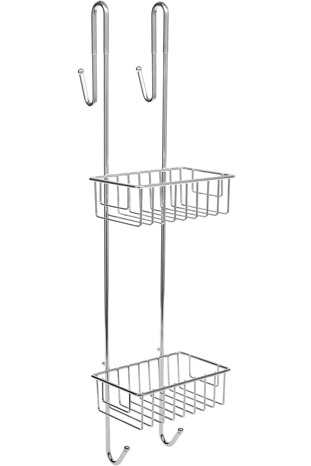 INDIAN DECOR. 31005 Shower Caddy Hanging  2Tier Storage Basket Steel Bathroom Shelves  No Drilling Required  Large Hangable