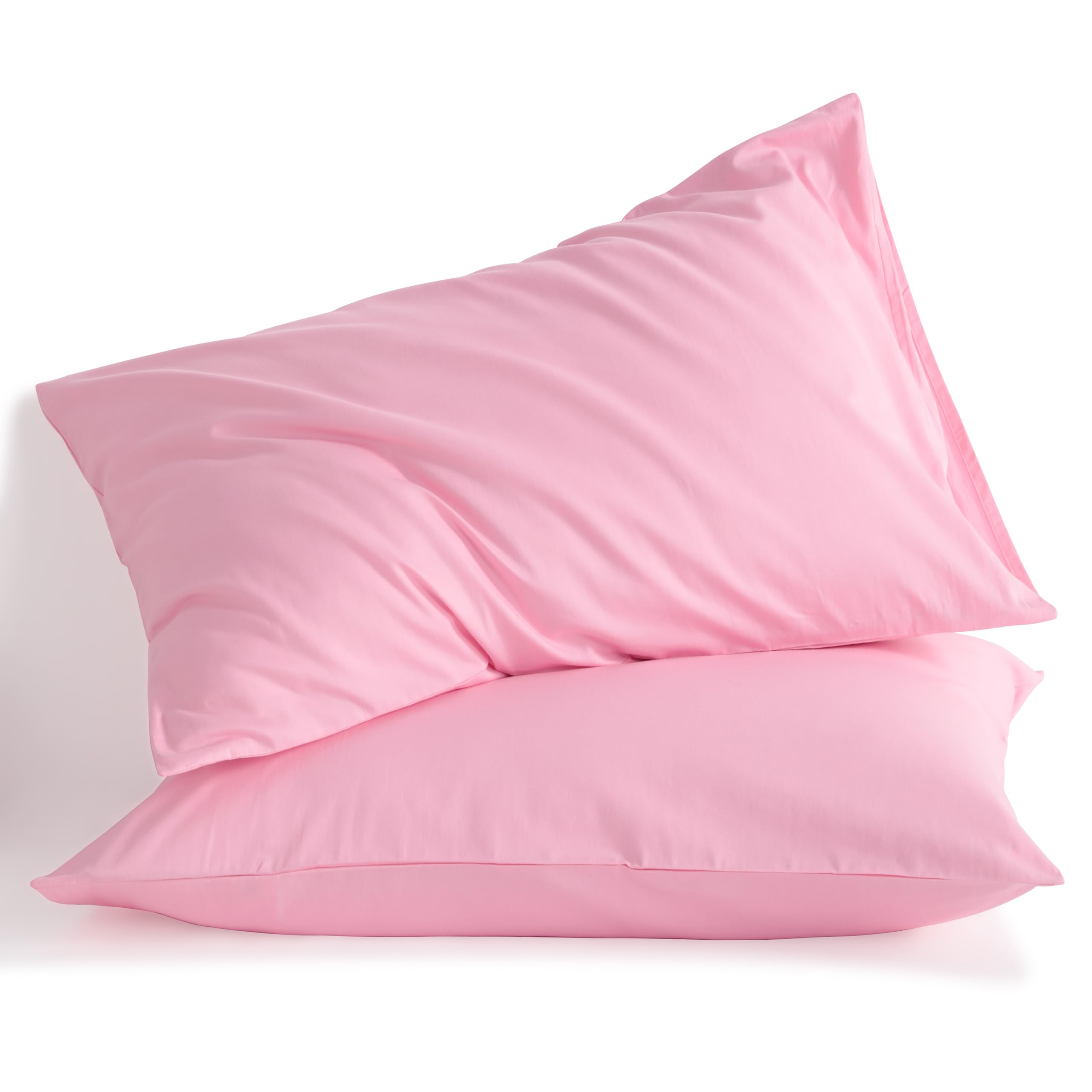 Ntbay Standard Cotton Pillowcases - Envelope Closure 20X26 Pillowcases Set Of 2, Breathable And Soft Bed Pillow Cases, Pink