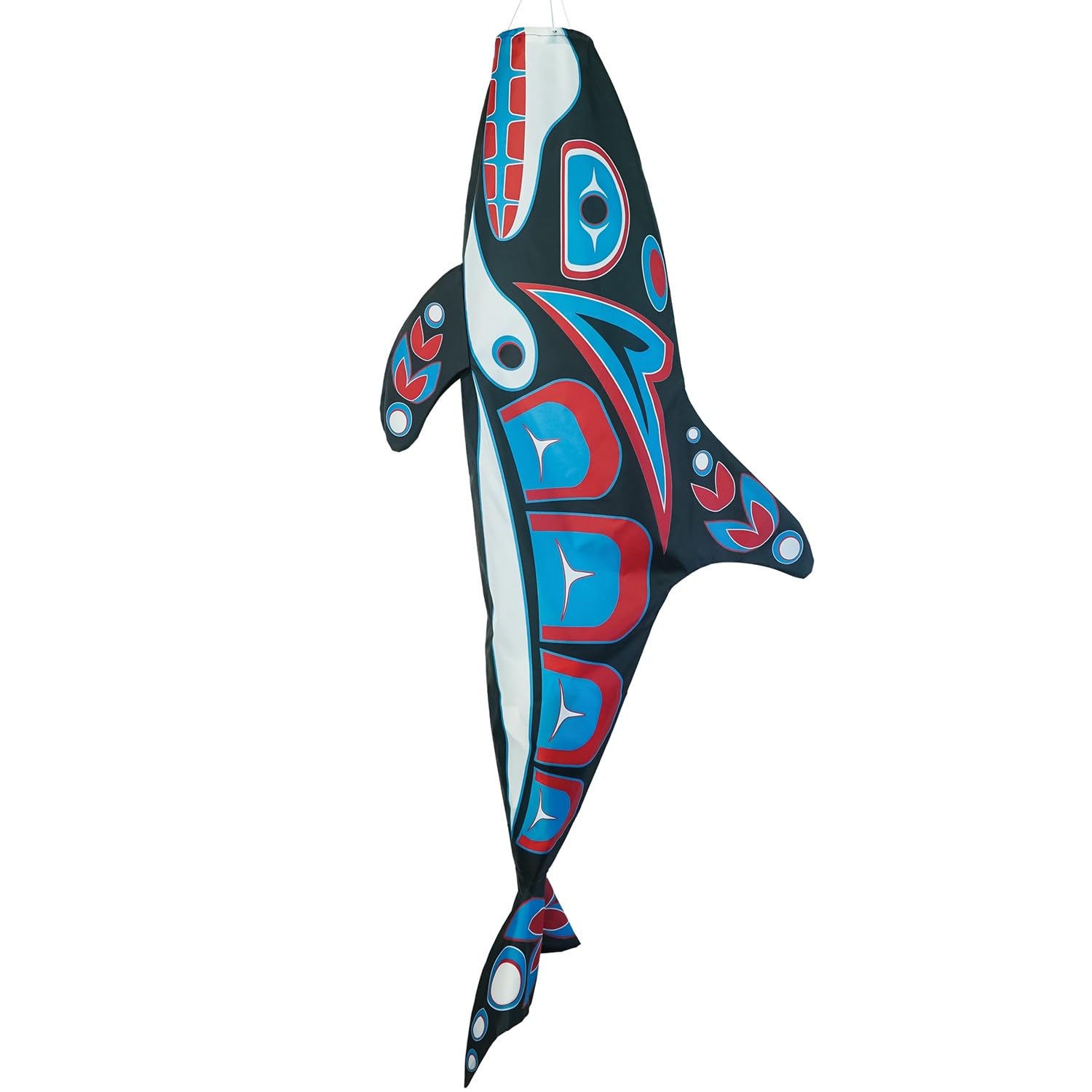 In The Breeze 5242 - Orca Totem 48-Inch Fish Windsock - Fully Printed Pnw Native-Inspired Garden D  Cor