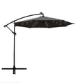 LeisureMod Willry Modern Outdoor 10 Ft Offset Cantilever Hanging Patio Umbrella With Solar Powered LED (Gray)