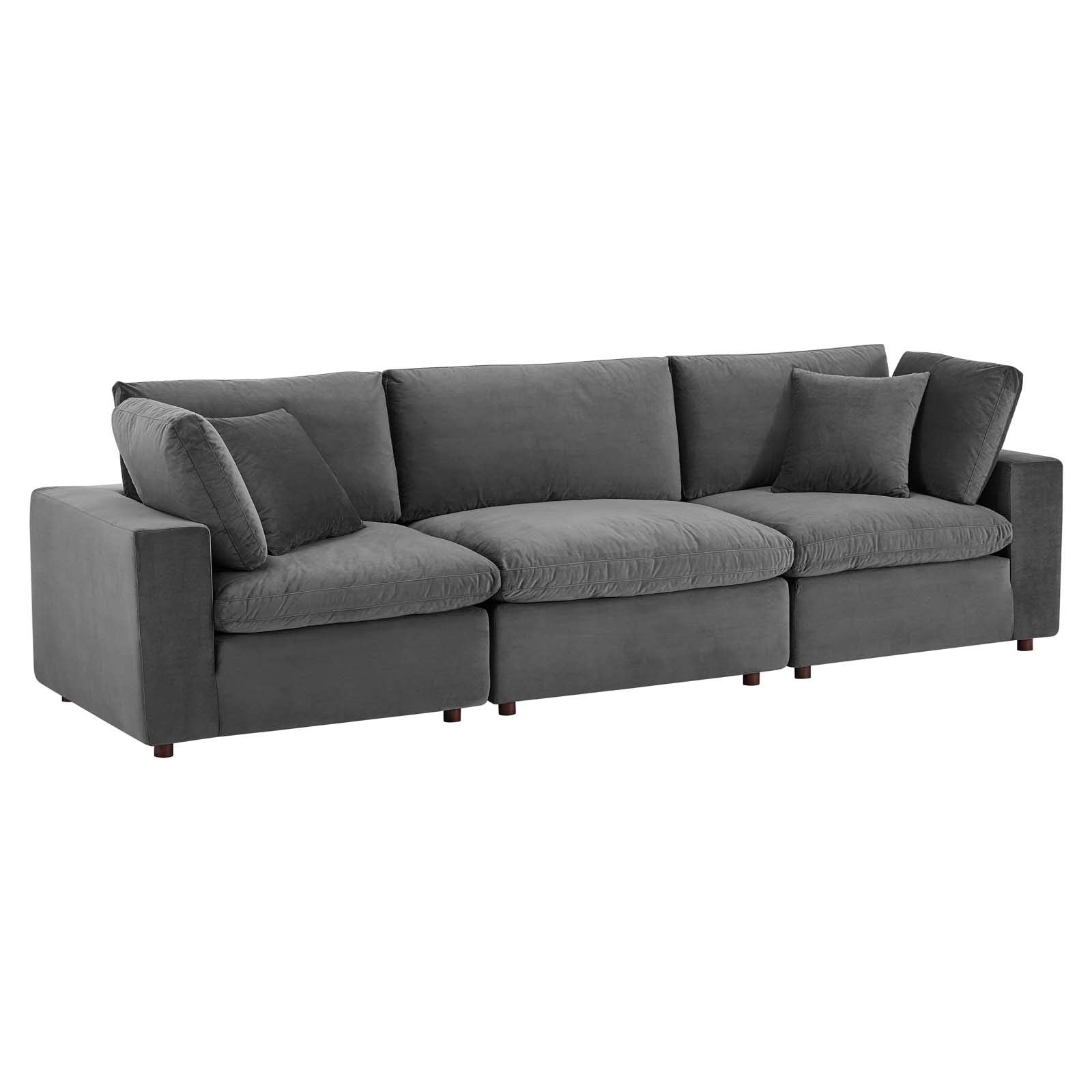 Modway Commix Down-Filled Overstuffed Performance Velvet 3-Seater Sofa