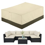 Sunpatio Patio Furniture Covers, 600D Waterproof Rectangular/Oval Dining Table And Chairs Cover, All-Weather Protection Outdoor Sectional Conversation Set Cover, Beige And Olive, 88'W X 62'D X 28'H