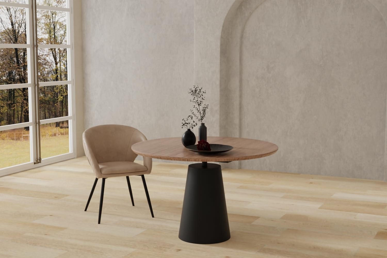 Neos Modern Furniture T335WN-48 Dining Table, Walnut