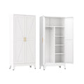 XIUSVON Metal Armoire Wardrobe Closet, Bedroom Armoires with Hanging Rod