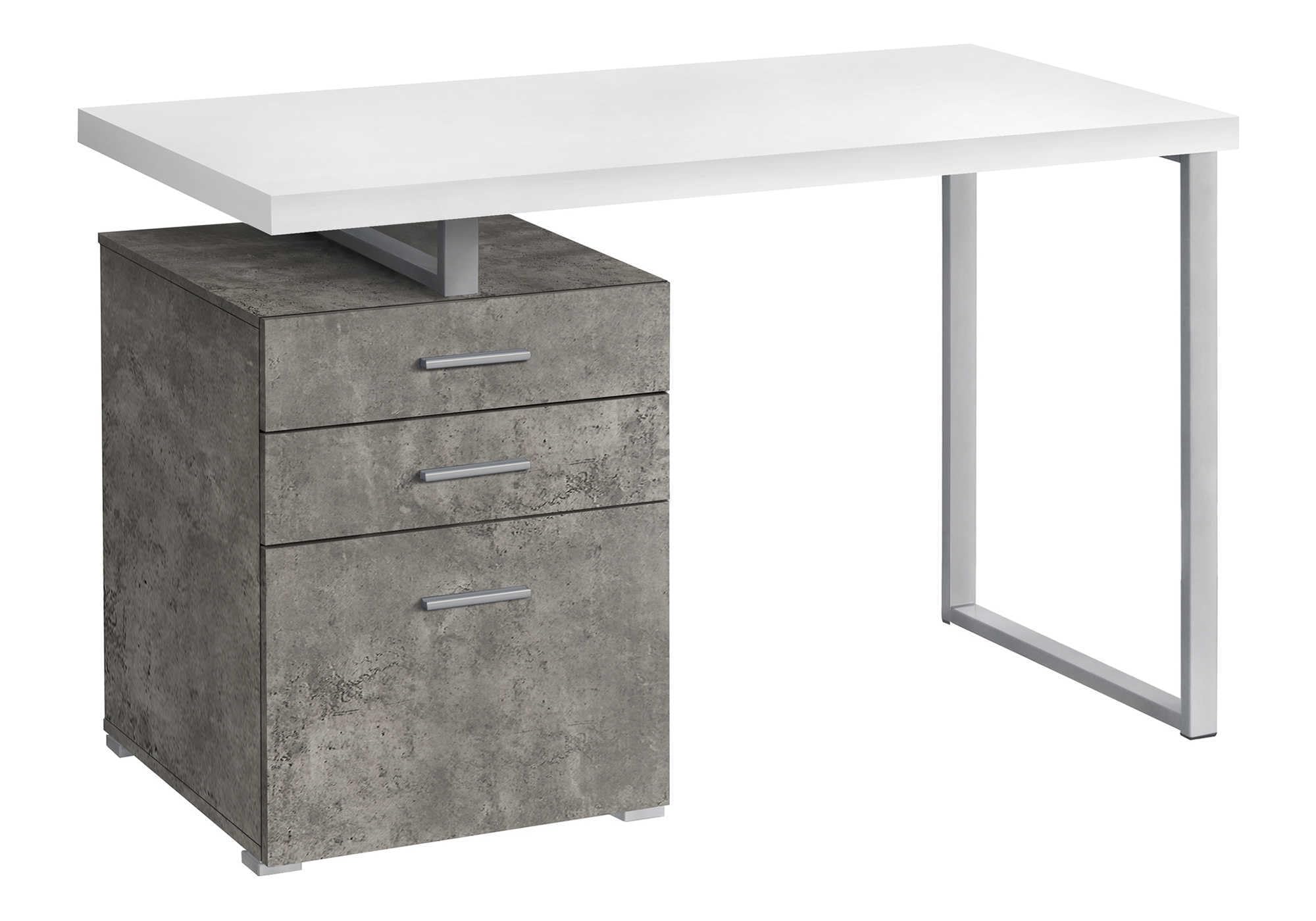 Monarch Specialties I 7648 Computer Desk, Home Office, Laptop, Left, Right Set-Up, Storage Drawers, 48&quot; L, Work, Metal, Laminate, Grey, White, Contemporary