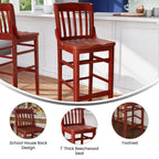 Flash Furniture HERCULES Series School House Back Mahogany Wood Restaurant Barstool