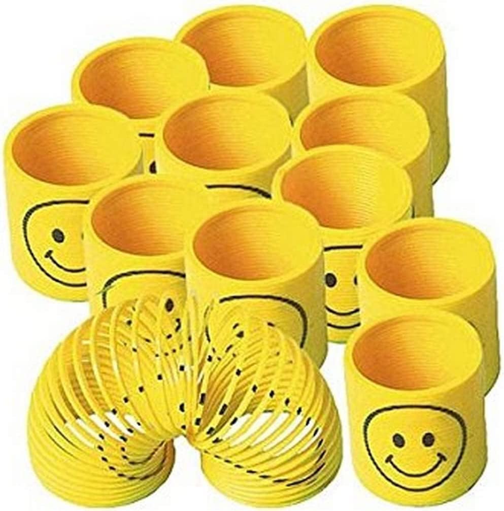 Smile Spring Value Pack Favors - 1.38'' X 1.38'' (Pack Of 12) - Vibrant Yellow Plastic Party Keepsakes - Unique & Fun For All Oc