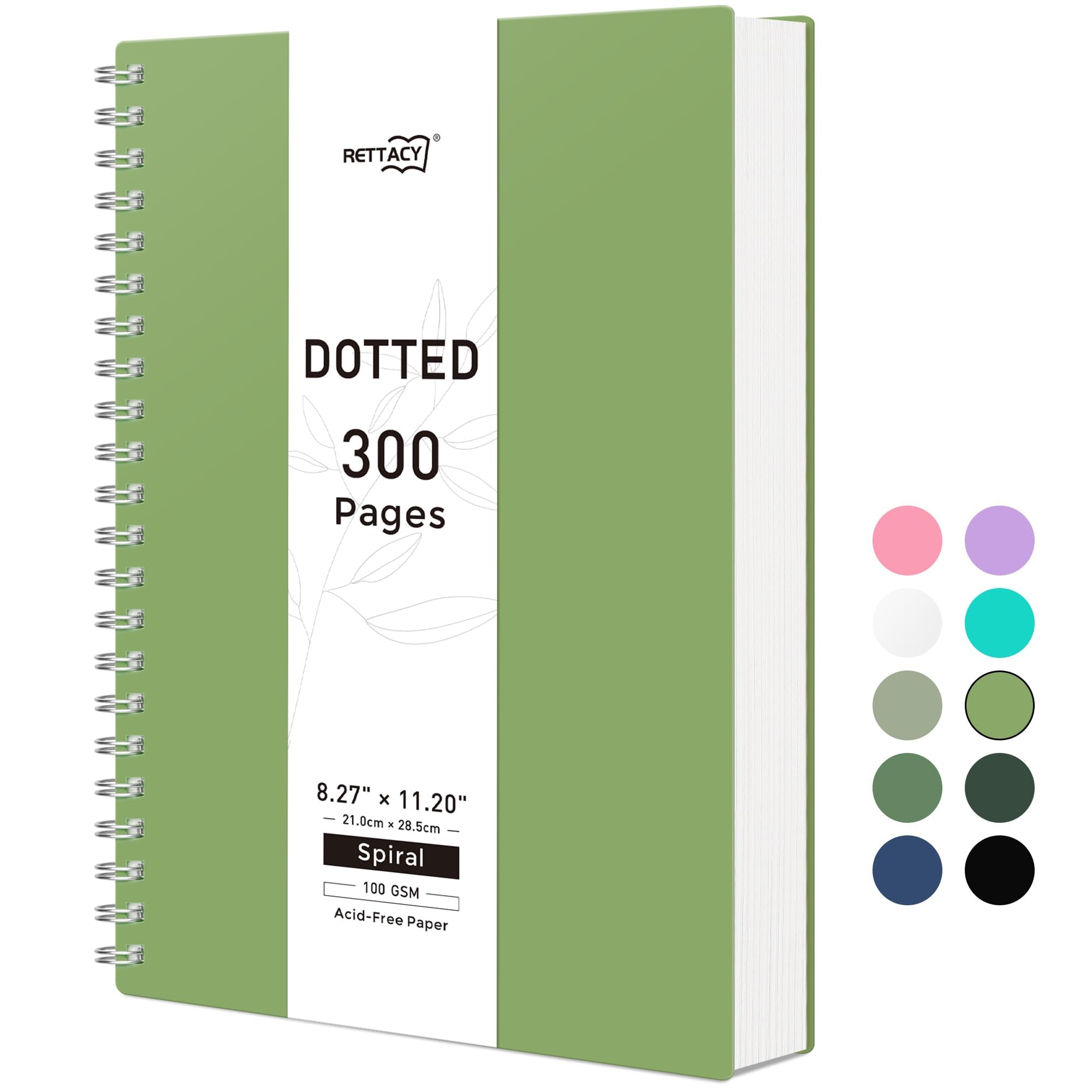 Rettacy Bullet Dotted Journal, A4 Spiral Dotted Notebook With 300 Pages, 8.2'    11.2', Large Size, 100 Gsm Thick Paper, Flexi