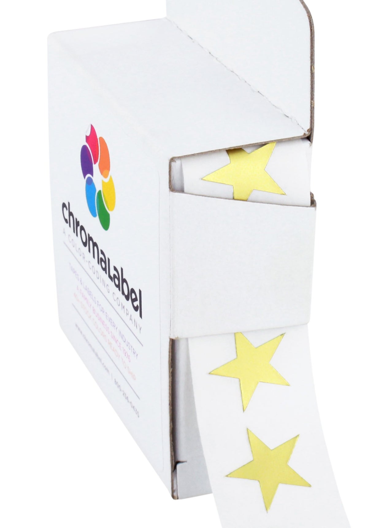 Chromalabel 0.75 Inch Color Code Star Labels, 1000 Dispenser Box, Metallic Gold